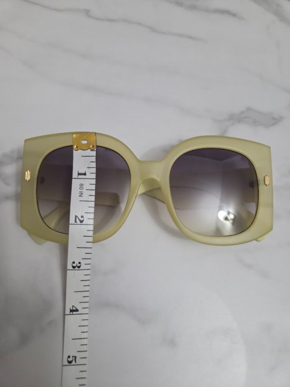 Oversized Square Sunglasses Pastel Lime Green Yellow Frame Gradient Lens - Picture 13 of 13